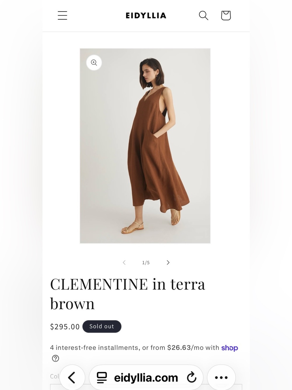 EIDYLLIA - CLEMENTINE in terra brown. S EUC